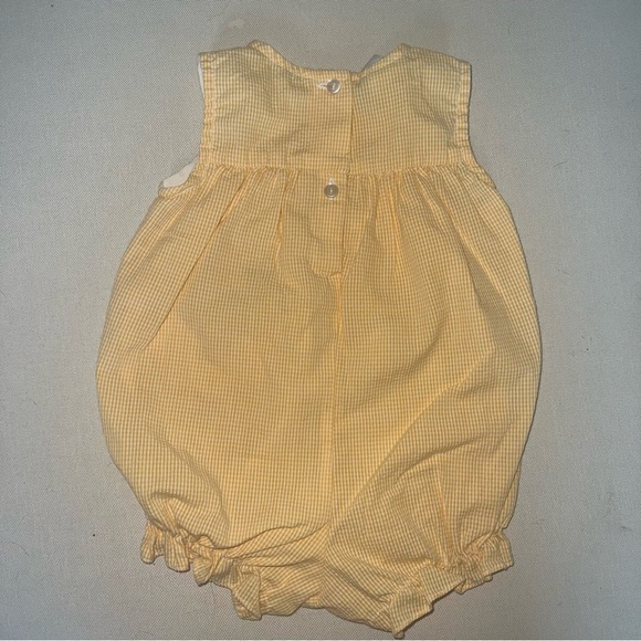 Samara Vintage Yellow Gingham Baby Bubble Romper Bunny Ballerina 3-6 Months - Picture 7 of 7